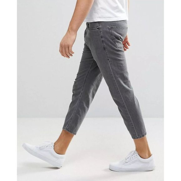 $198 Diesel Men’s Rhial Slim Carrot Carrot Jeans 0681D In Grey Stretch Size W29